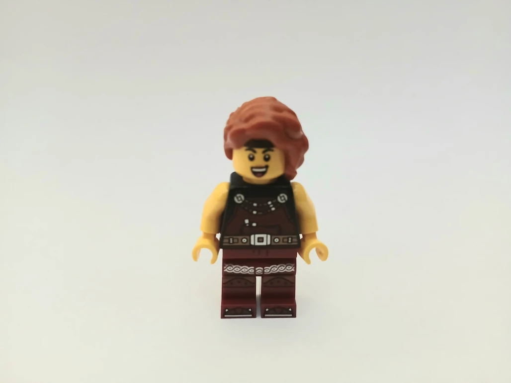 LEGO idea167 Viking Blacksmith - Female, Dark Red Overalls, Dark Red Legs with Trim, Dark Orange Hair