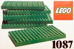 6 Lego Baseplates 8 x 16 Green