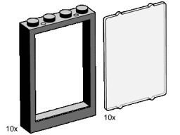 1x4x5 Black Window Frames with Clear Panes