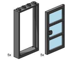 1x4x6 Black Door and Frames with Transparent Blue Panes