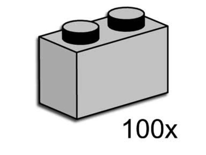 1x2 Light Grey Bricks