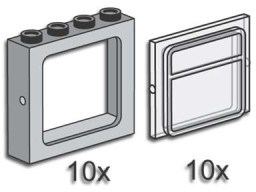 Grey Train Windows with Panes