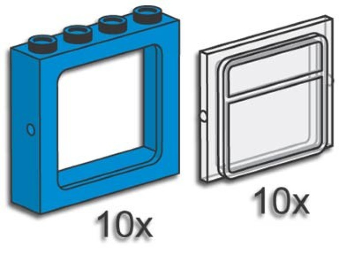 Blue Train Windows with Panes