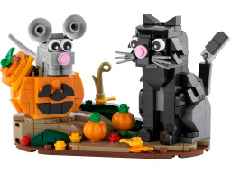 Halloweenská kočka a myš