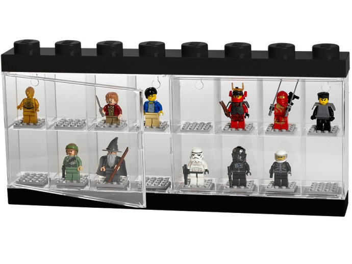 LEGO VÝSTAVNÁ VITRÍNKA NA 16 MINIFIGÚROK − ČIERNA