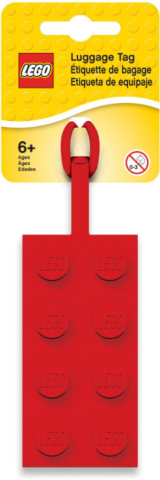 Červená menovka na batožinu s cvočkami 2x4