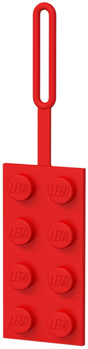 Červená menovka na batožinu s cvočkami 2x4