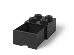 Úložná čierna LEGO® kocka so zásuvkou so 4 cvočkami