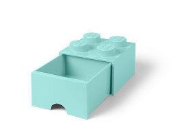 Úložná tyrkysová LEGO® kocka so zásuvkou so 4 cvočkami