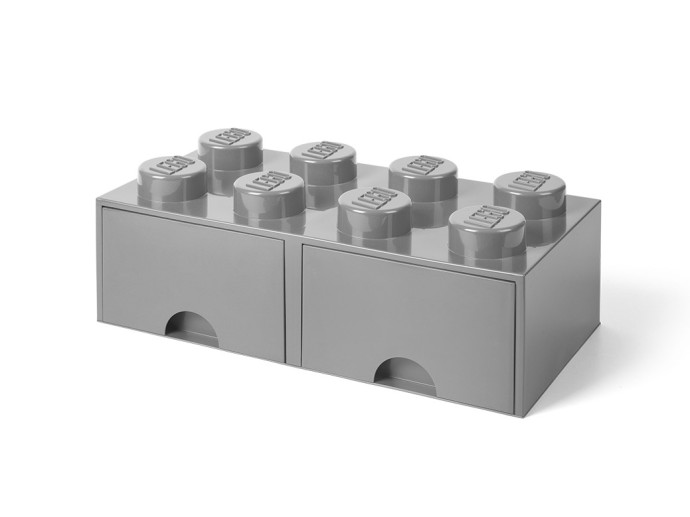 Úložná LEGO® kocka s 8 kolíkmi so zásuvkou vo farbe kameňa