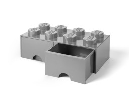 Úložná LEGO® kocka s 8 kolíkmi so zásuvkou vo farbe kameňa