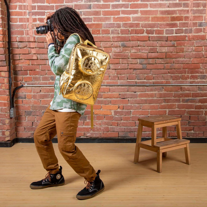 Gold Metallic Brick Backpack