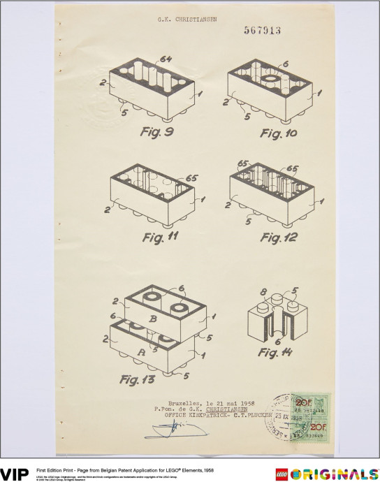 Belgian Patent for LEGO Elements 1958