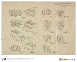 First Edition Print - Page from British Patent Application for LEGO Elements, 1968
