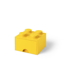 Žltá úložná kocka so zásuvkou a 4 výstupkami