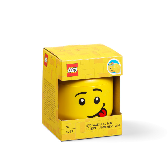 Miniaturní LEGO® úložný box – hlava minifigurky (bláznivý výraz)