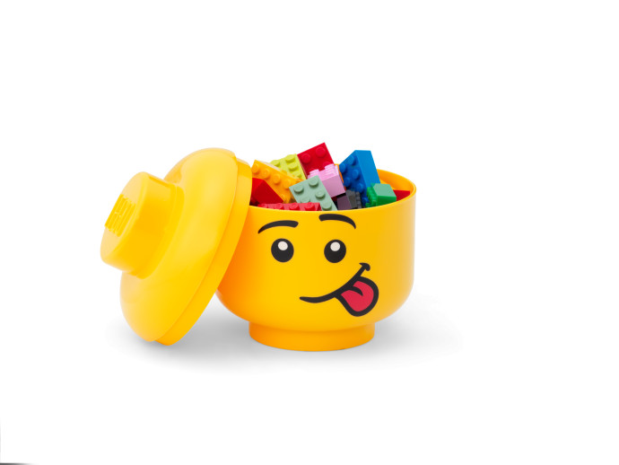 Miniaturní LEGO® úložný box – hlava minifigurky (bláznivý výraz)
