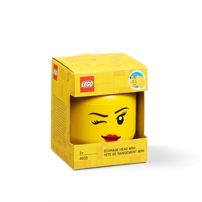 Malý úložný LEGO® minibox v tvare hlavy – žmurkajúca slečna