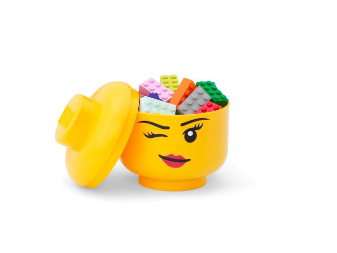 Malý úložný LEGO® minibox v tvare hlavy – žmurkajúca slečna