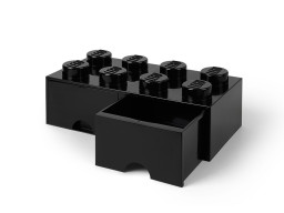 Úložná čierna LEGO® kocka so zásuvkou s 8 cvočkami