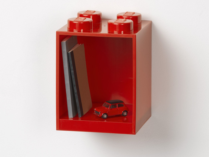 Brick Shelf 4 Knobs Bright Red