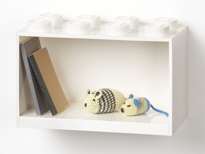 Brick Shelf 8 Knobs White