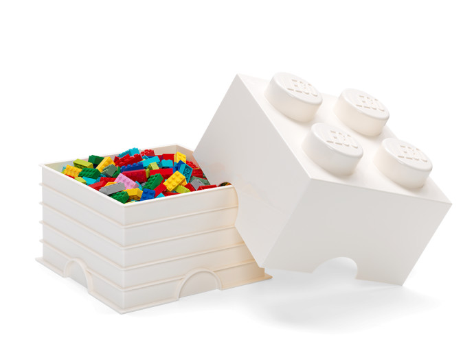 Bílá úložná kostka se 4 výstupky