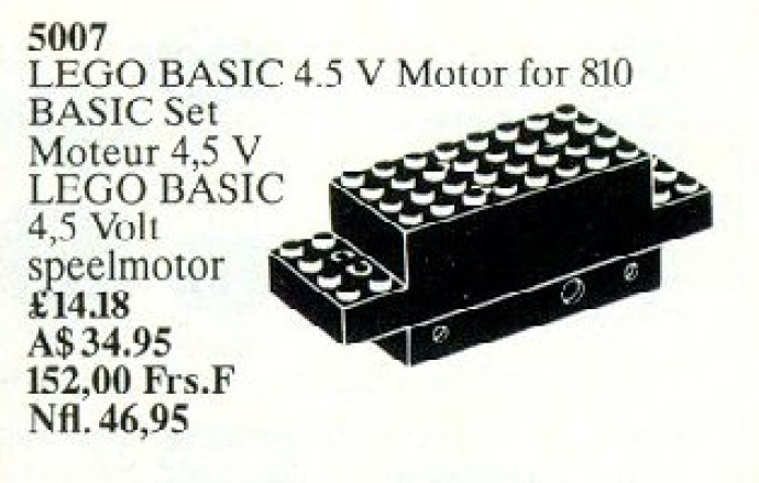 Basic Motor 4.5V, Motor and Gear Housing. For use with set 810