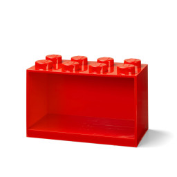 Červená polička z kocky s 8 výstupkami