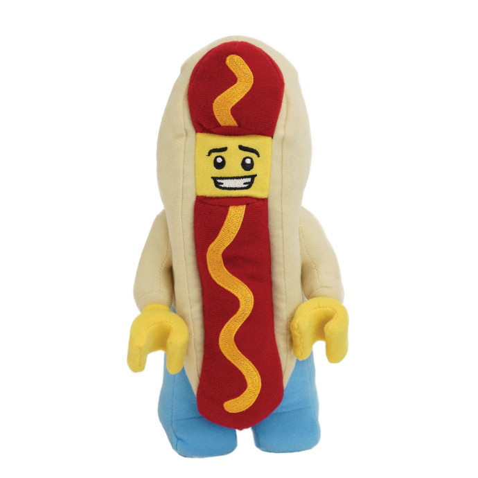 Plyšový chlapík prezlečený za hotdog