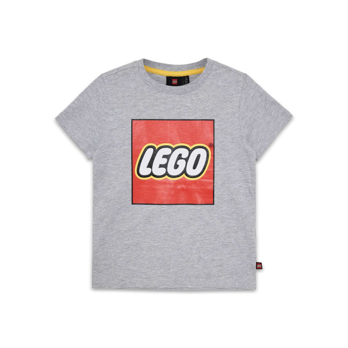 Detské sivé melanžové tričko s logom s krátkym rukávom