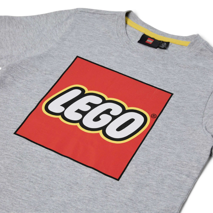 Detské sivé melanžové tričko s logom s krátkym rukávom