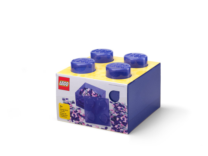 Fialový priehľadný úložný box v tvare kocky