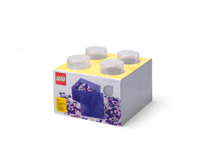 Ružový priehľadný úložný box v tvare kocky