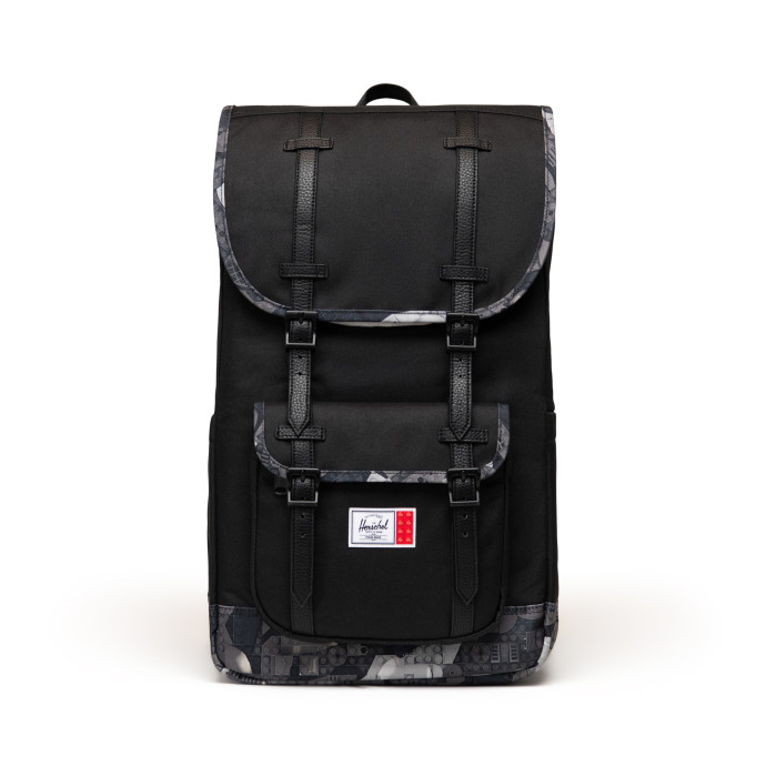 Batoh Herschel Little America™ – Čierny/čierne abstraktné kocky