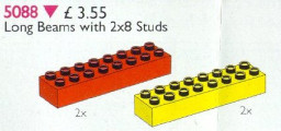 Duplo Long Beams 2 x 8 Red and Yellow