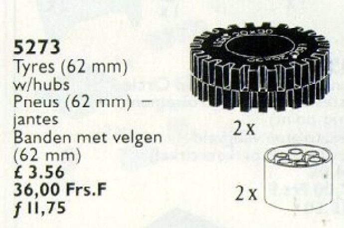 Tyres and Hubs 62 mm
