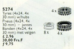Tyres with Hubs 24 and 30 mm