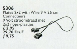 Plates 2 x 2 with Wire, 9V, 26 cm