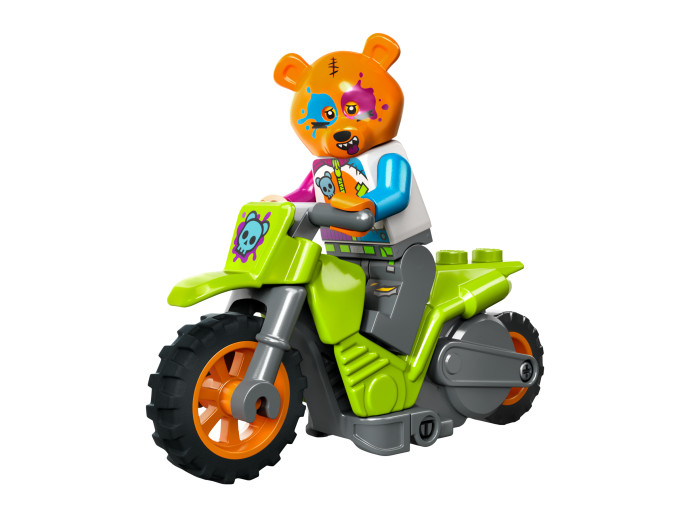 Medveď a kaskadérska motorka