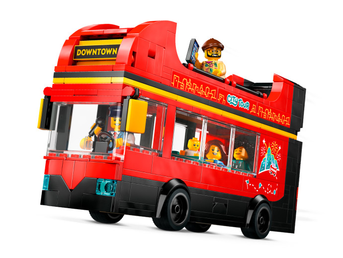 Červený dvojposchodový vyhliadkový autobus