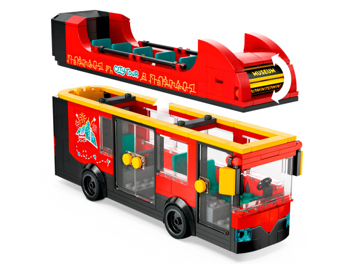 Červený dvojposchodový vyhliadkový autobus