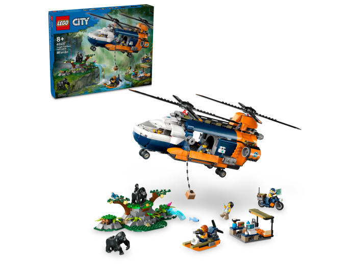 Helikoptéra na průzkum džungle v základním táboře
