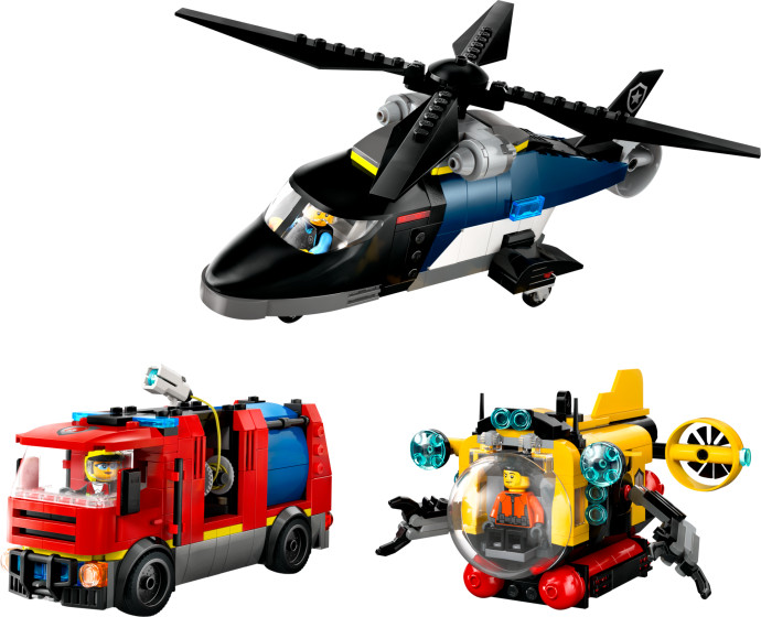 Remix: Helikoptéra, hasičský vůz a ponorka