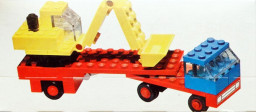 Low loader with excavator