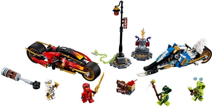 LEGO 70667 Kaiova motorka s čepelemi a Zaneův sněžný vůz