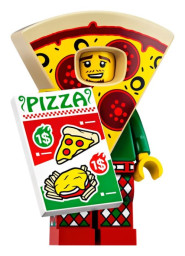 Chlapík v kostýmu pizzy