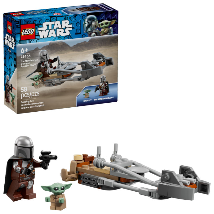 Mandalorian a Grogu a spídrová motorka