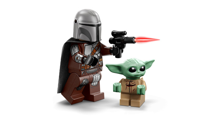 Mandalorian a Grogu a spídrová motorka