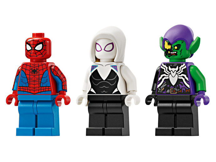 Spider-Manovo pretekárske auto a Venomov Zelený goblin